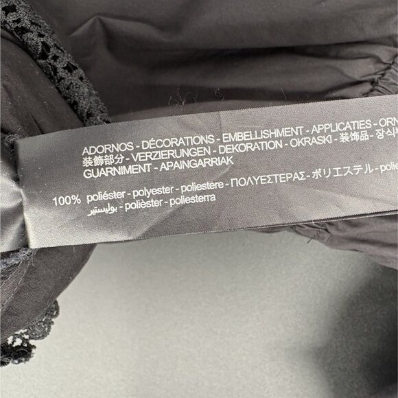 Zara Women's Boho Puff Sleeve Mini Dress XS Black Lace Hem Bohemian Party LBD - Picture 6 of 10